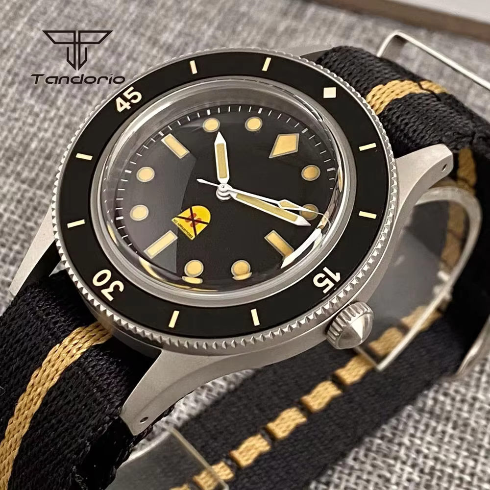 Tandorio 40mm 50 brasses Style dôme saphir montre mécanique pour hommes automatique mis5 8215 Movt 20ATM plongeur vert lumineux