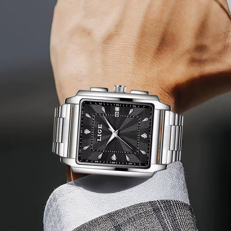 Relogio Masculino LIGE mode montre militaire hommes carré