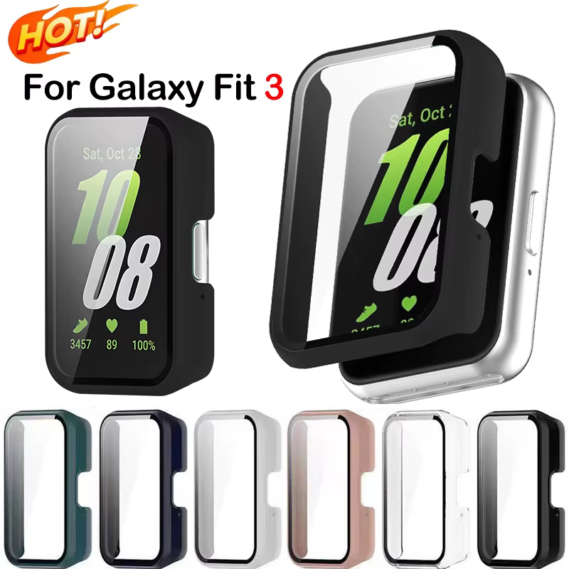 Smartwatch housse de protection pour Samsung Galaxy Fit 3 SM-R390 PC boîtier de montre avec verre trempé anti-chute