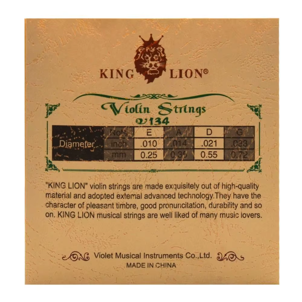 Accessoires pour violon V134 King Lion, cordes pour violon, cuivre blanc, cuivre-nickel, ensemble de cordes pour violon, musicien à enroulement universel