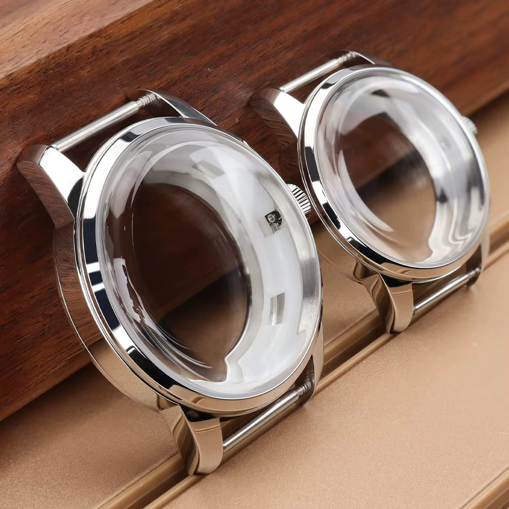 Boîtier de montre argenté 33MM/40MM avec verre bombé pour mouvements Seiko NH35 NH34 NH38