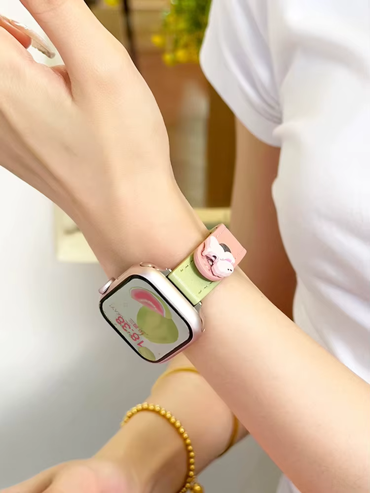 Bracelet en cuir de chien mignon pour iWatch Ultra 10 9 8 7 6 5 4