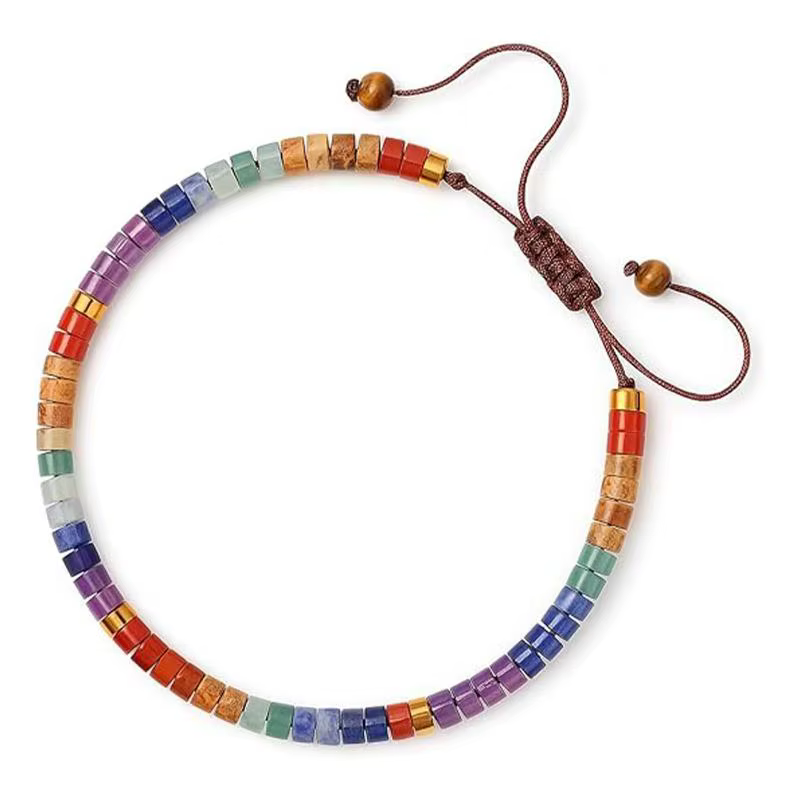 Bracelet 7 chakras, perles rouges, oranges, jaunes, vertes, indigo, violettes, pierres précieuses naturelles, équilibre spirituel pour le yoga et l'entraînement