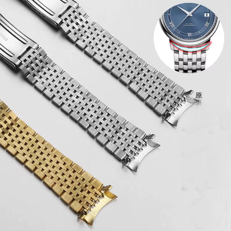 Bracelet de montre à extrémité incurvée pour Omega Seamaster Speedmaster DeVille