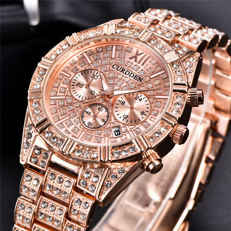 Original CURDDEN marque montres de luxe pour hommes mode alliage bande Hip Hop diamant doré Date Vintage Montre à Quartz