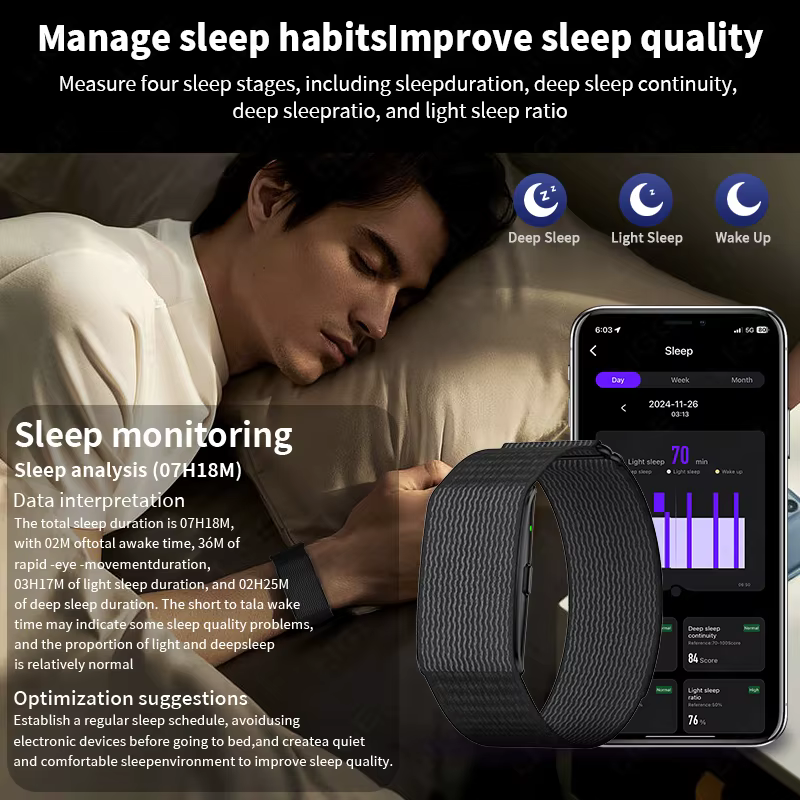 LIGE sans écran bracelets intelligents avec fréquence cardiaque sommeil AI moniteur de santé rapport Bracelet intelligent montres de Notification d'appel entrant