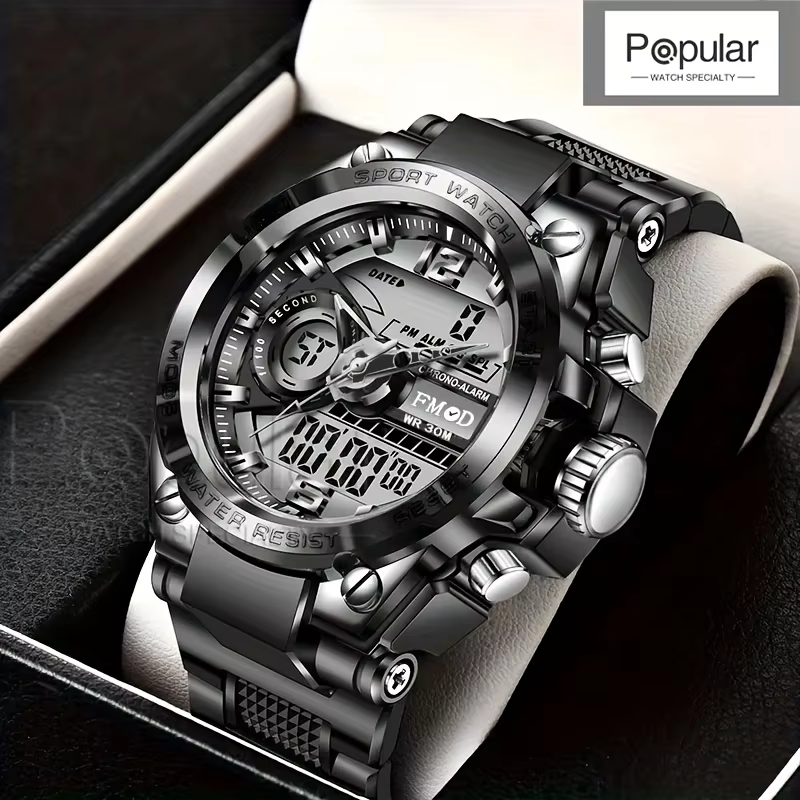 Montre-bracelet militaire numérique en acier pour hommes