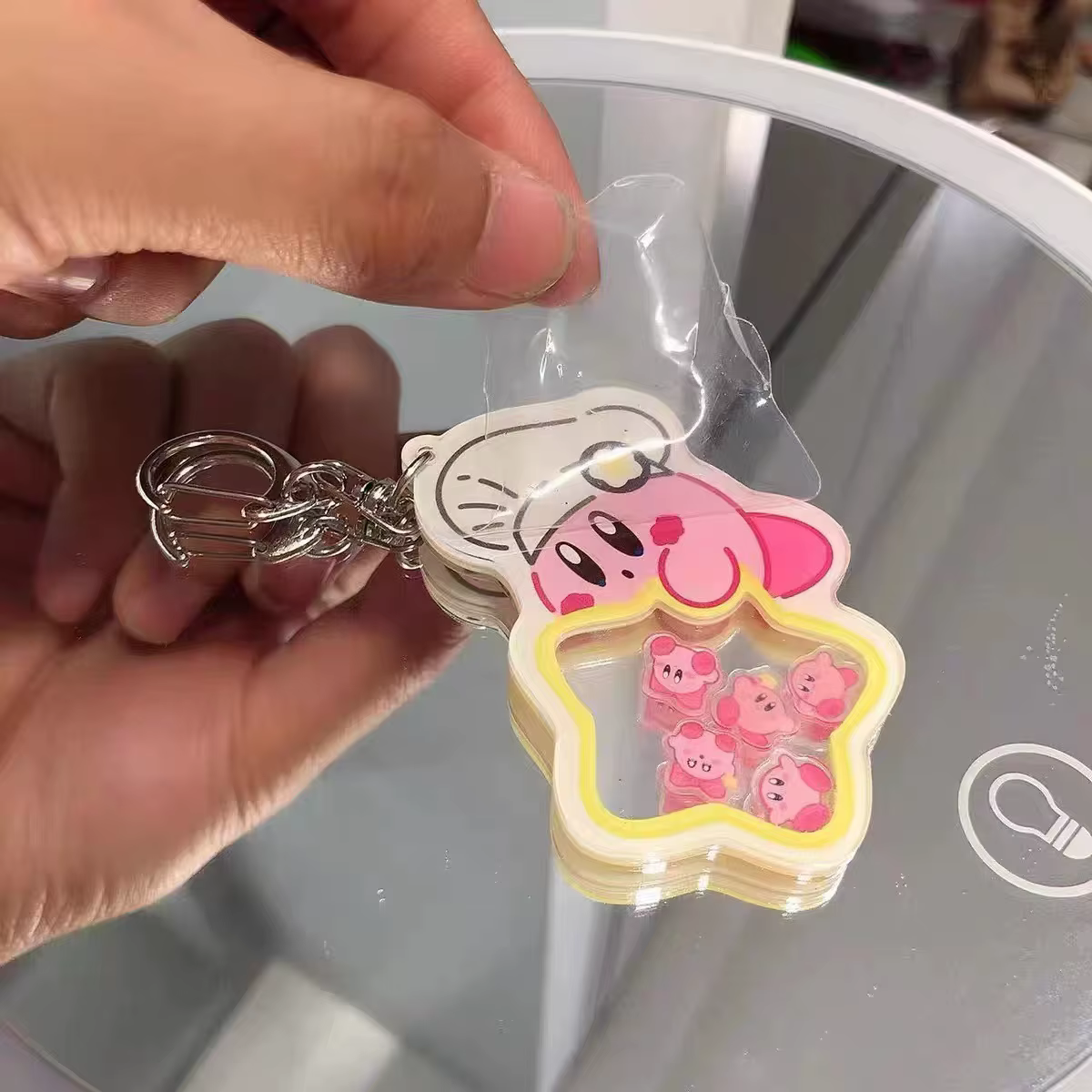 Porte-clés Kirby en acrylique, dessin animé, accessoires de cosplay, décoration créative pour sac rose, cadeau