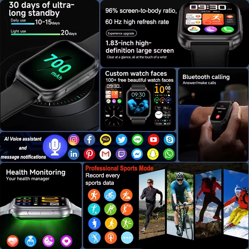Montre connectée LIGE avec batterie 700 mAh