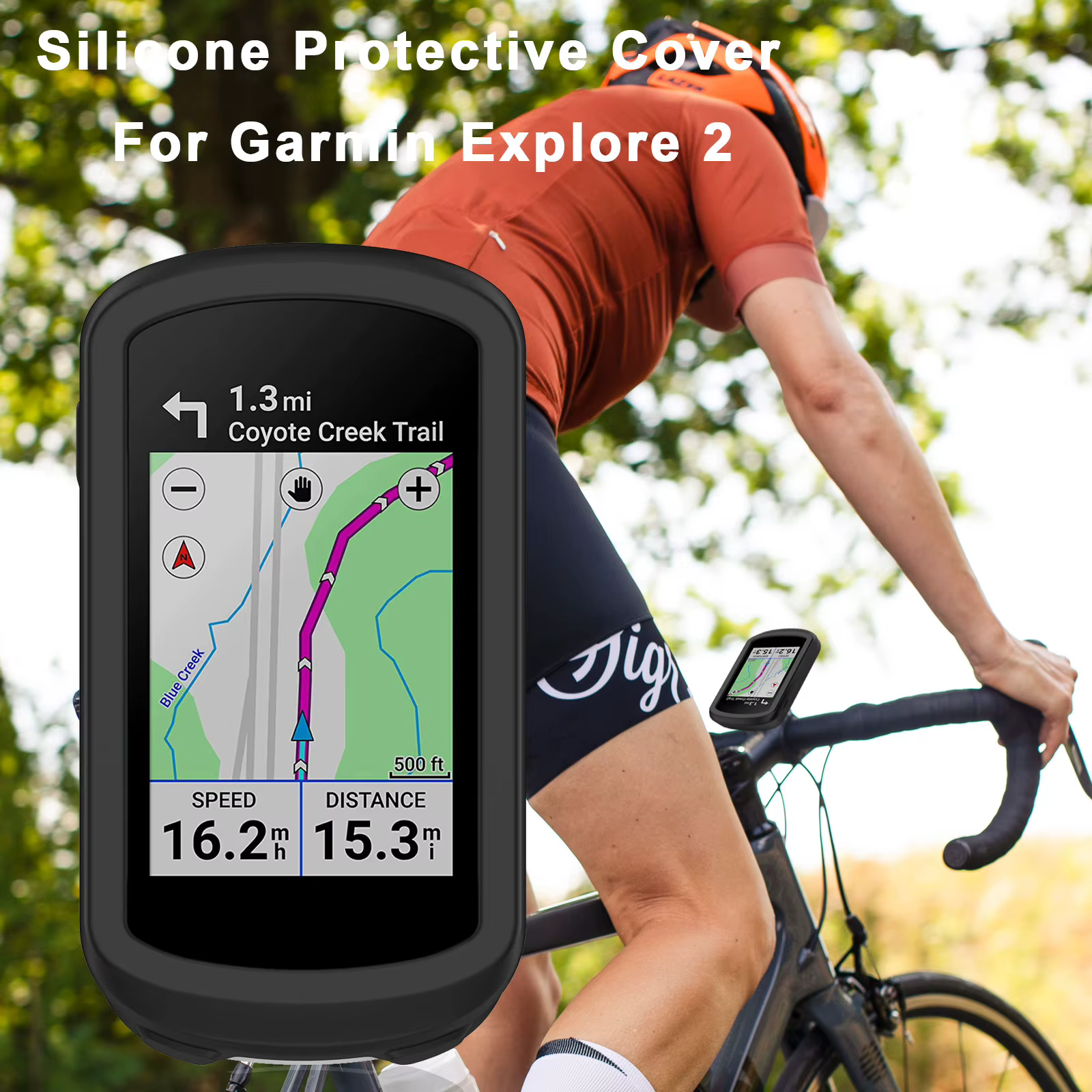 Coque en silicone TPU + 2 films de verre trempé pour Garmin Explore 2
