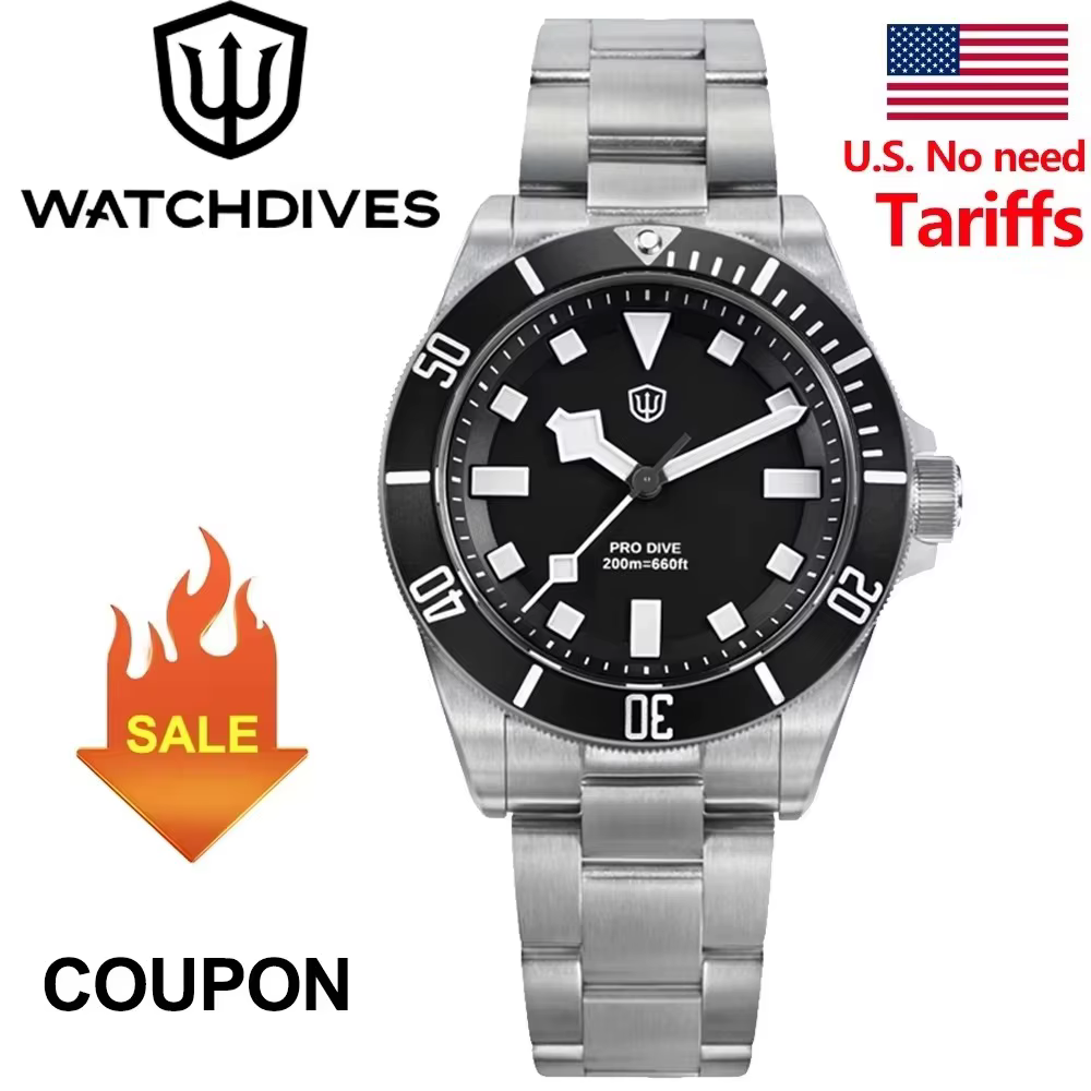Watchdives WD1969 Pro montre VH31 balayage secondes en acier inoxydable mouvement à Quartz montres saphir 200m montre-bracelet étanche