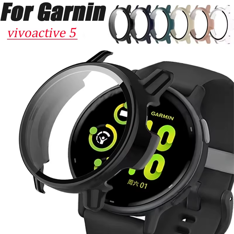 Nouveau verre trempé + PC étui pour Garmin Vivoactive 5 anti-rayures protecteur d'écran housse de protection