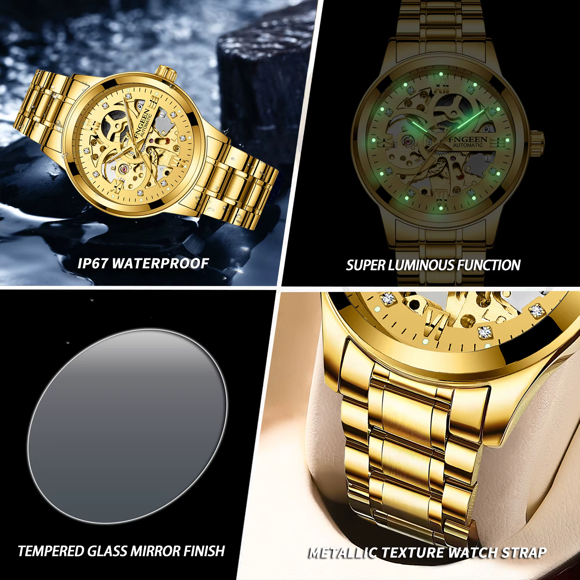 Montres mécaniques authentiques BINBOND pour hommes