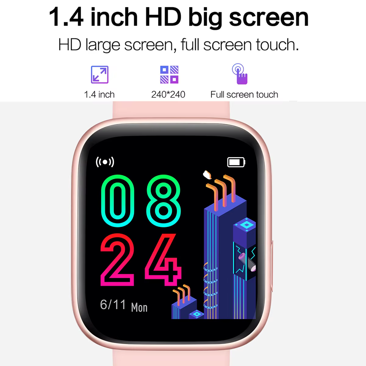 Montre intelligente pour dames 1.4 pouces écran tactile complet surveillance de la fréquence cardiaque du sommeil IP67 étanche femmes sport Fitness Smartwatch