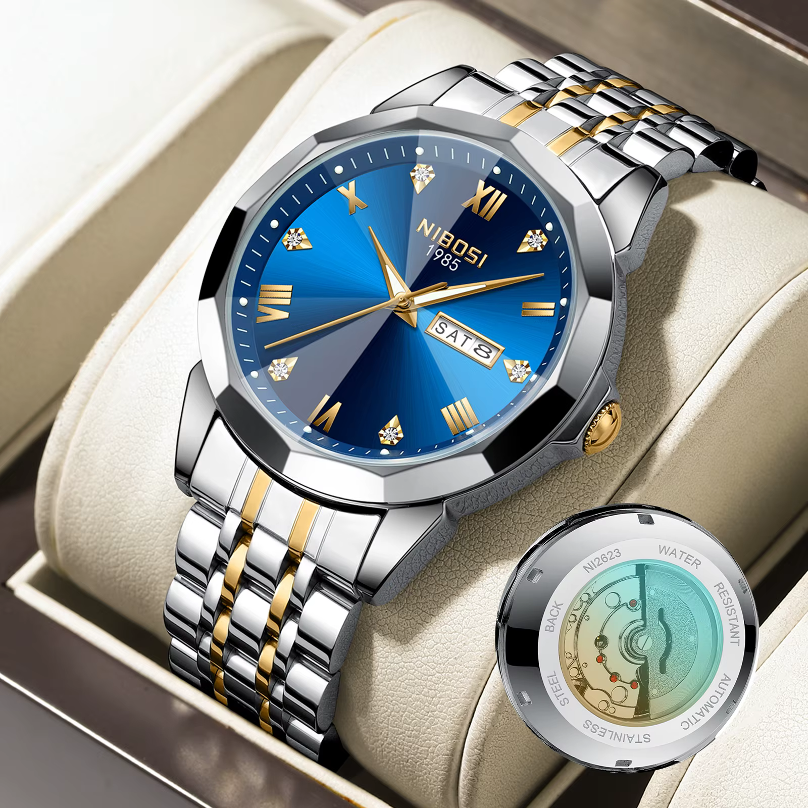 Montres mécaniques automatiques étanches pour hommes
