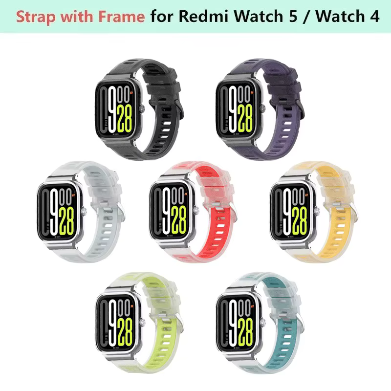 Bracelet en Silicone + cadre métallique pour montre intelligente Redmi 4/5, coque de protection avec étui pour accessoires Redmi Watch 4/5
