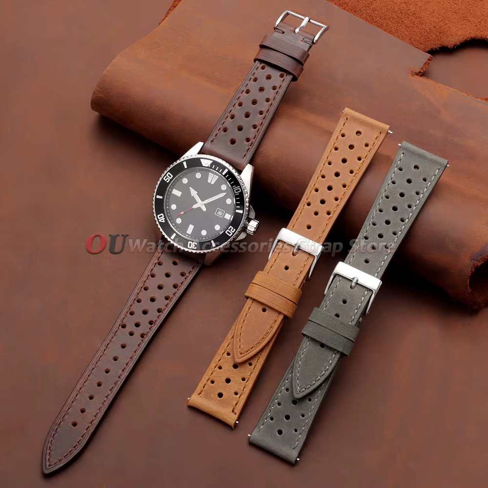 Bracelet de montre vintage en cuir 18mm 20mm 22mm pour Rolex pour Omega