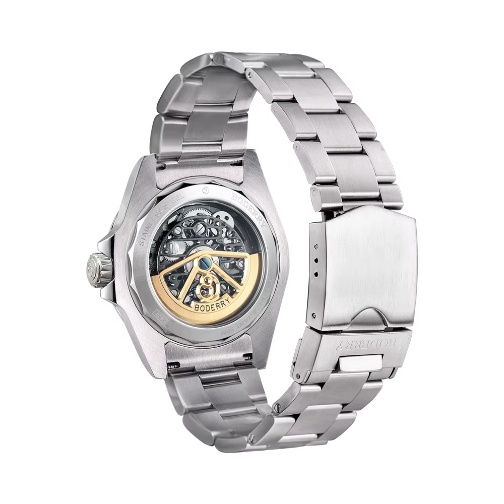 Boderry-Montre mécanique automatique étanche pour homme