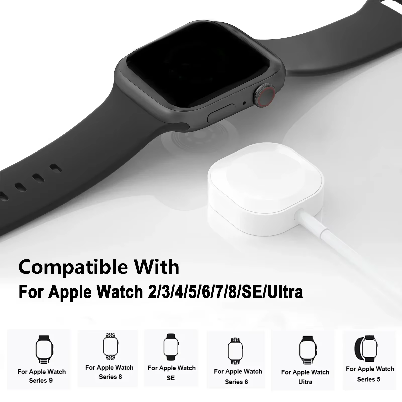 Chargeur sans fil magnétique USB Type C pour IWatch 9/8/7/6/5/SE