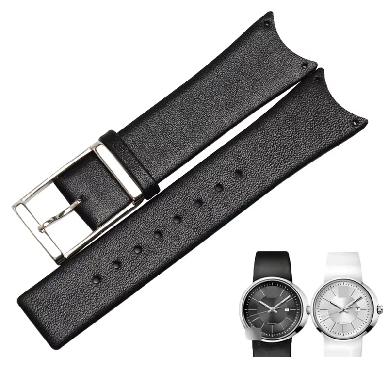 MAIKES Top qualité véritable bracelet de montre en cuir de veau rouge
