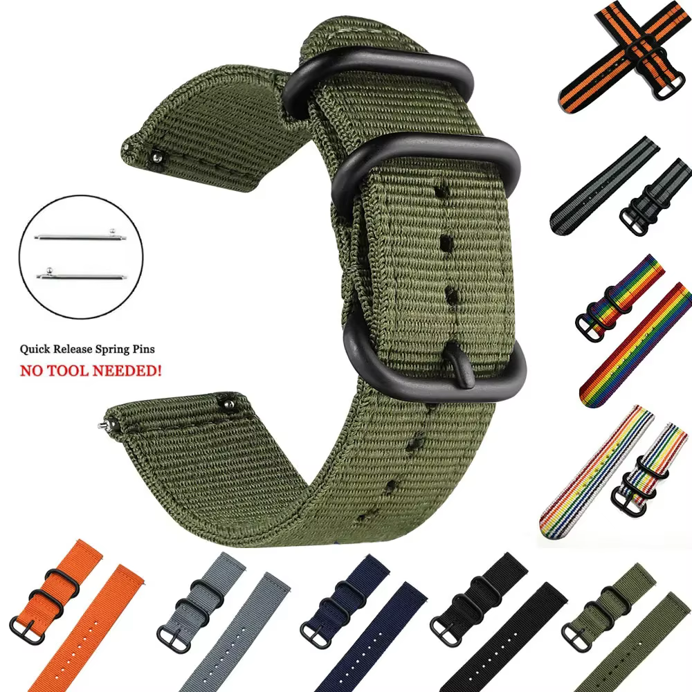 Bande de bracelet de Sport de montre en Nylon tissé pour Samsung Galaxy Gear S3 S2 bandes classiques Amazfit 18mm 24mm