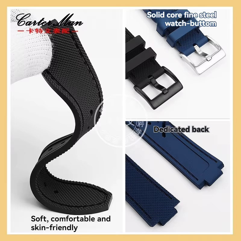 Bracelets de montre en caoutchouc de silicone en cuir de vachette