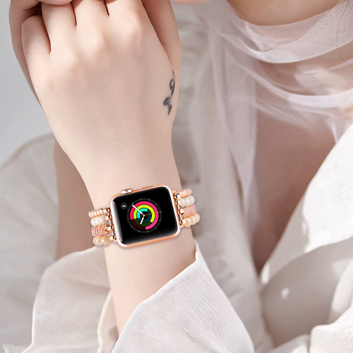 Bracelet élastique perlé fait main pour femme