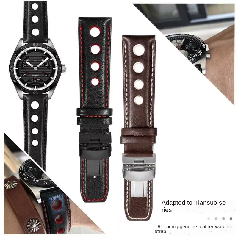 Bracelet en cuir véritable pour montre de sport tissot 1853