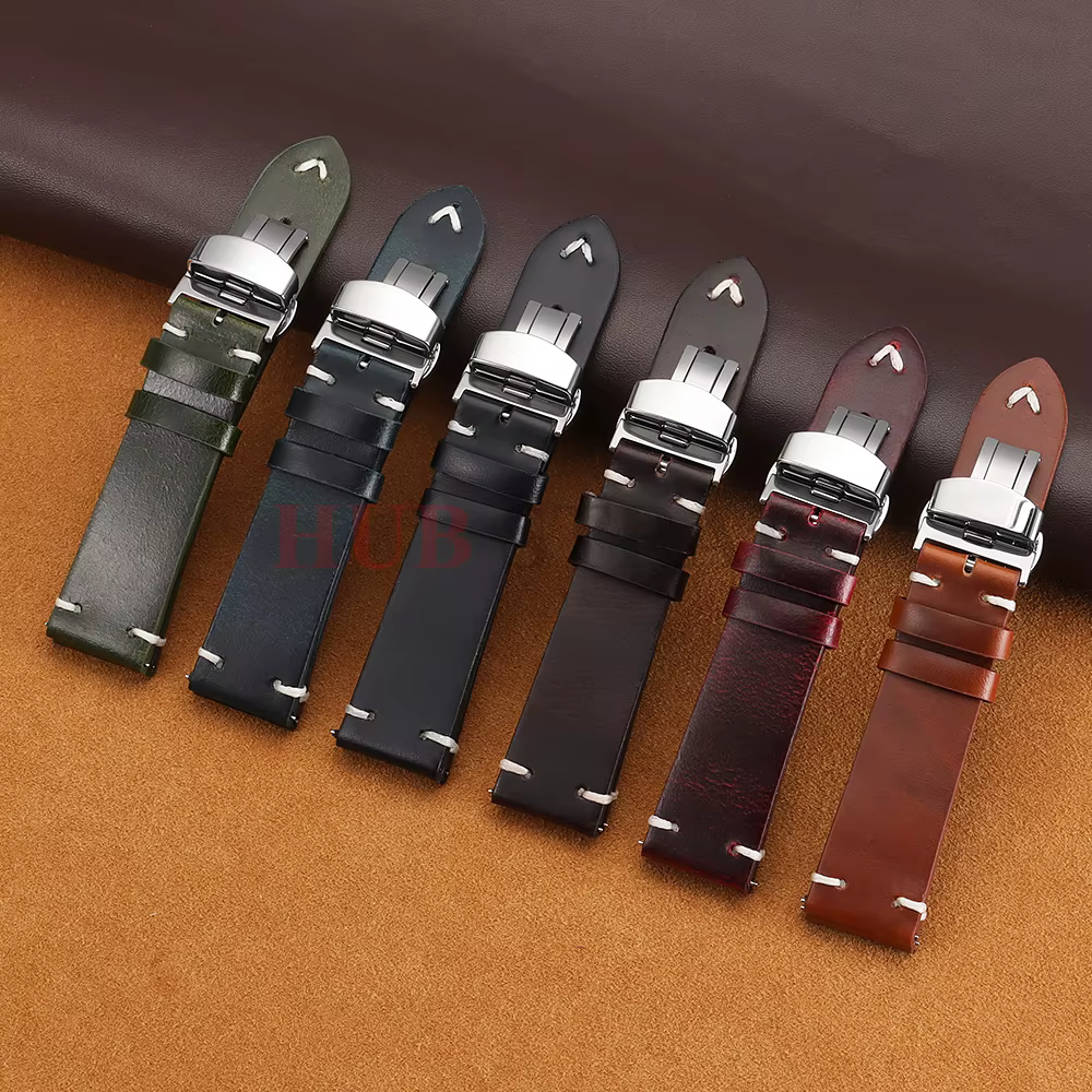 18mm20mm 22mm Bracelet pour Seiko Vintage huile cire cuir