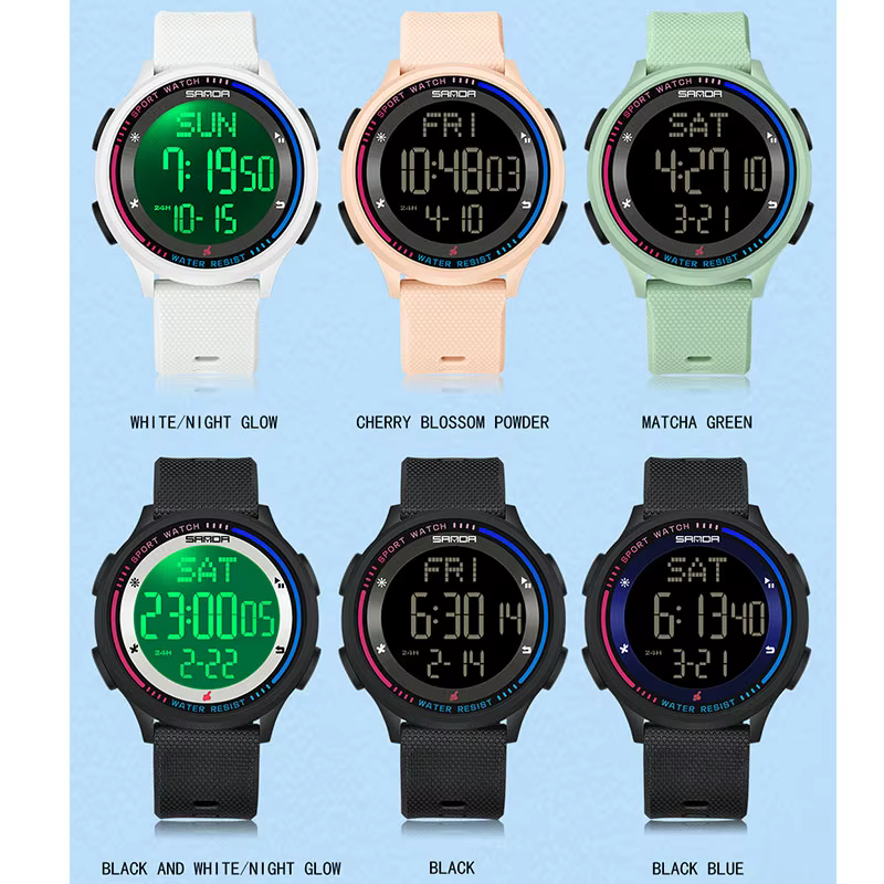 SANDA montre pour hommes fonctions multiples Sports de plein air chronomètre étanche mouvement numérique LED