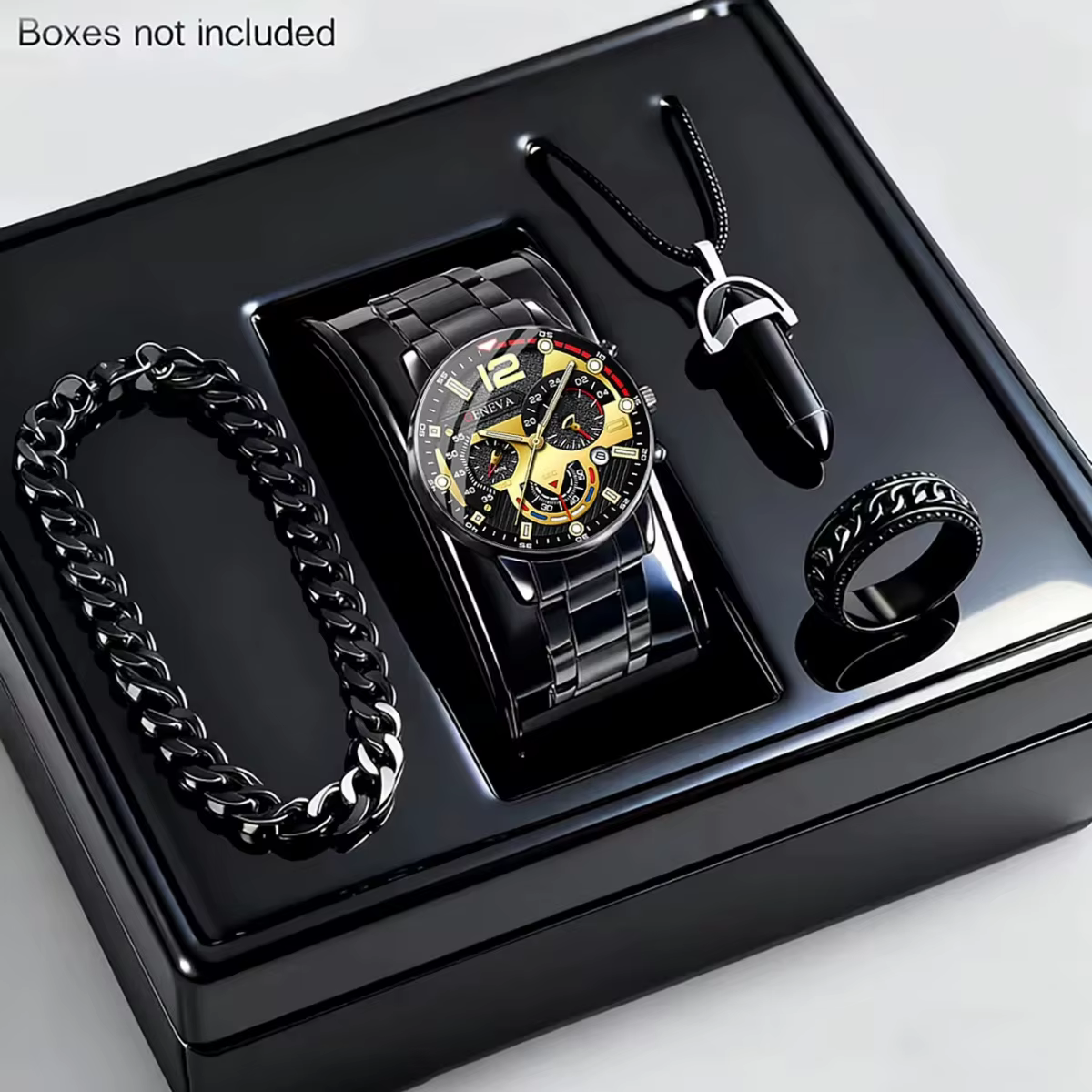 Ensemble de 4 montres à quartz de luxe pour hommes