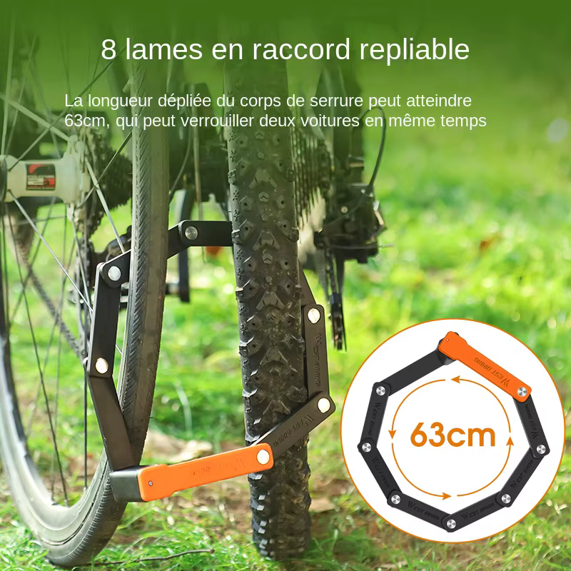 WEST BIKING Serrure de Sécurité Pliable pour Vélo