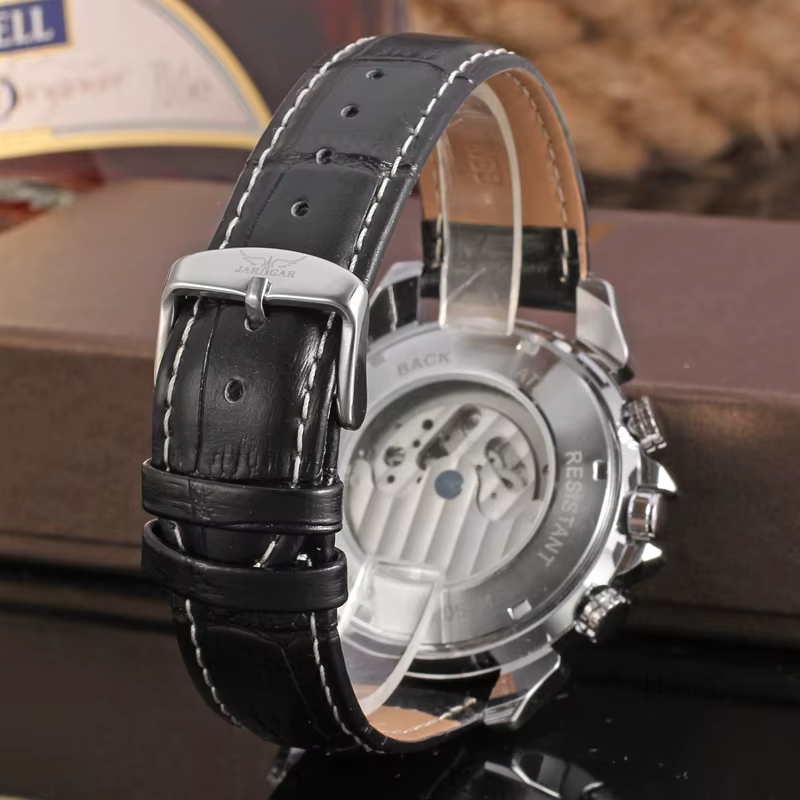 JARAGAR-Montre existent Multifonctionnelle pour Homme, Tourbillon de Luxe Original, Cuir, Élégant, Mécanique, Étanche, Montres-Bracelets pour Homme