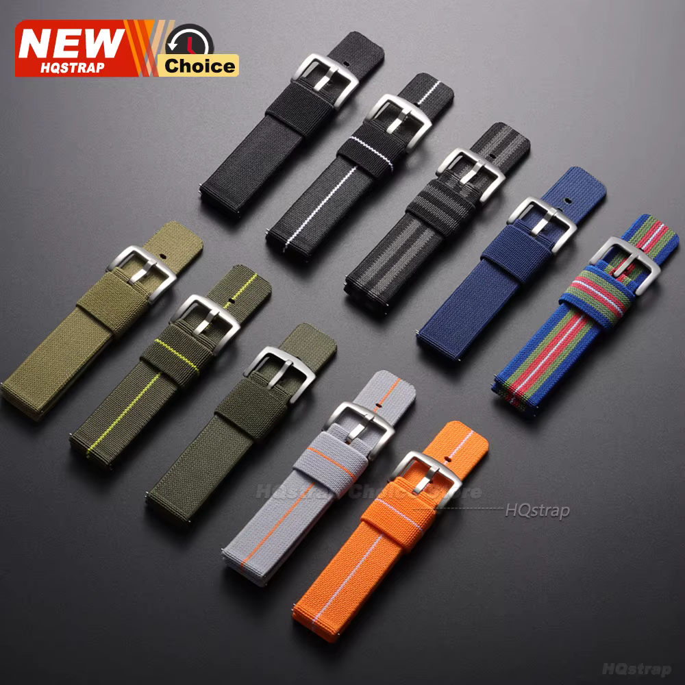 Nouveau bracelet de montre en nylon élastique tissé, 18mm 20mm 22mm, universel, à libération rapide, pour montre militaire, bracelet pour femmes et hommes
