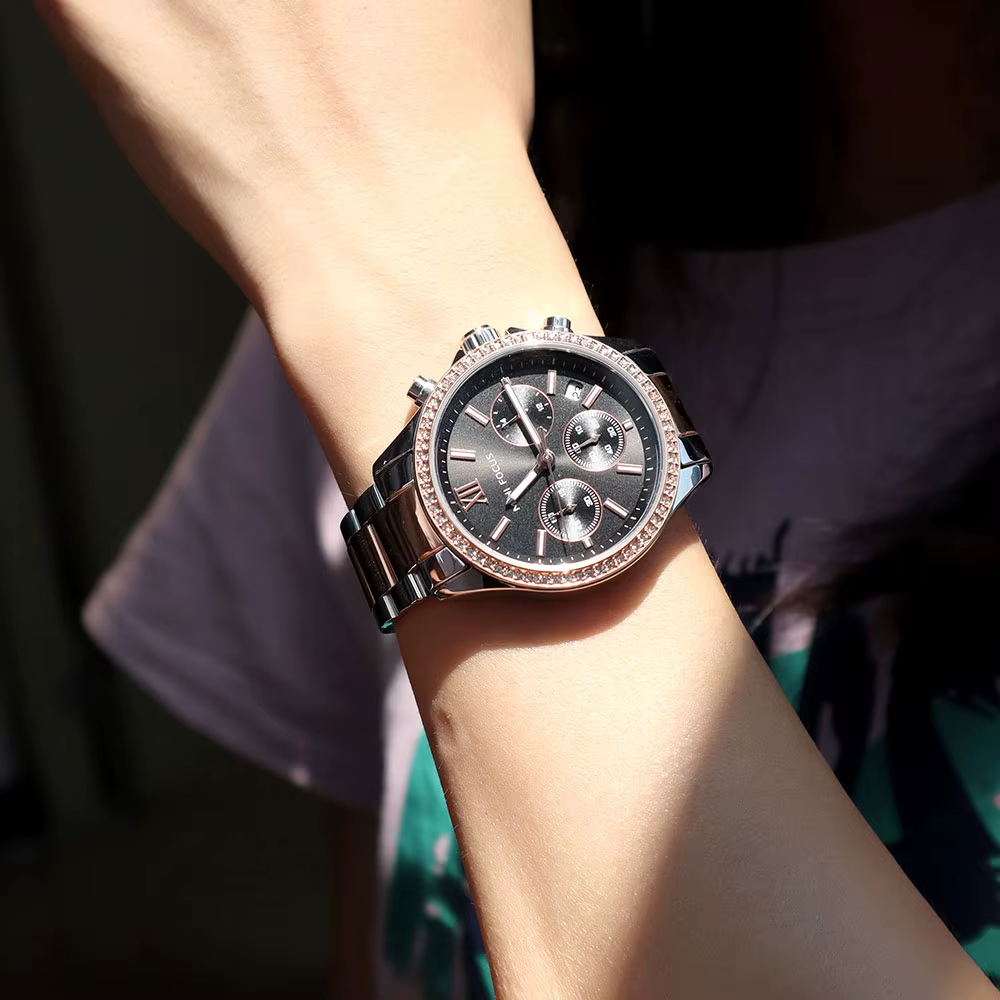 Montre à quartz multifonctionnelle pour femme MINI FOCUS - Acier inoxydable