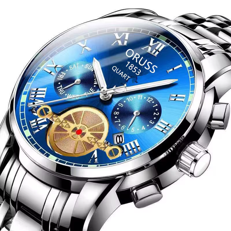 Montre à quartz de luxe étanche pour homme avec bracelet en acier