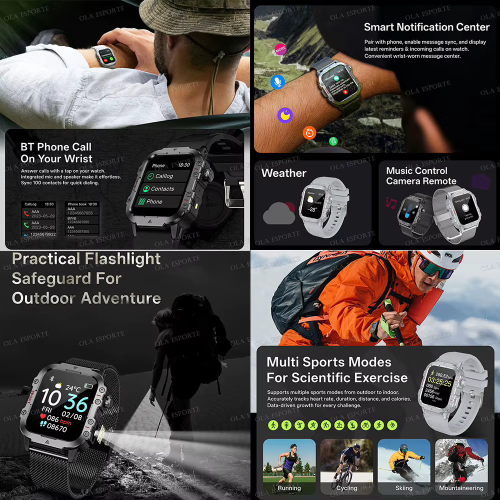 Nouvelle Montre Connectée Militaire 2026 pour Hommes avec GPS