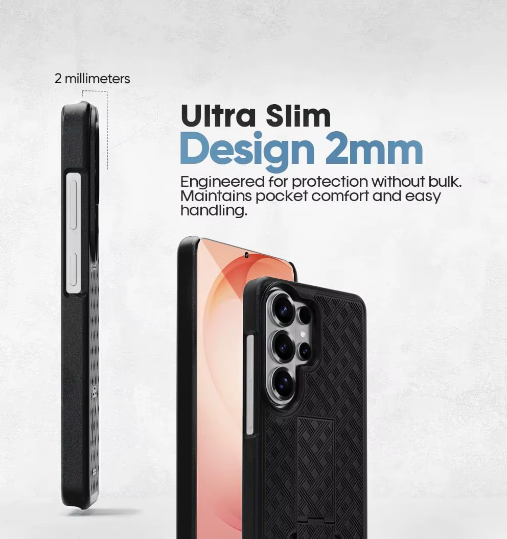 Étui robuste S26 Plus avec clip ceinture et support rotatif double couche pour Samsung S26 Ultra