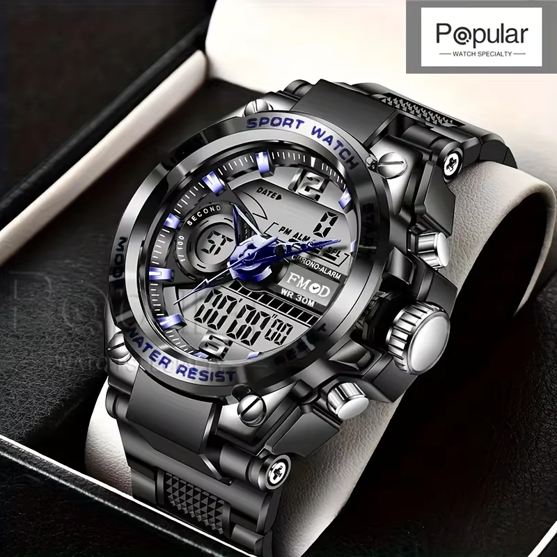 Montre-bracelet militaire numérique en acier pour hommes