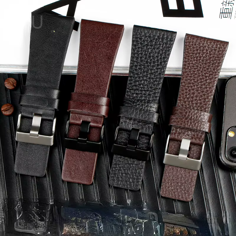 Bracelet de montre en cuir véritable haut de gamme pour montre Diesel