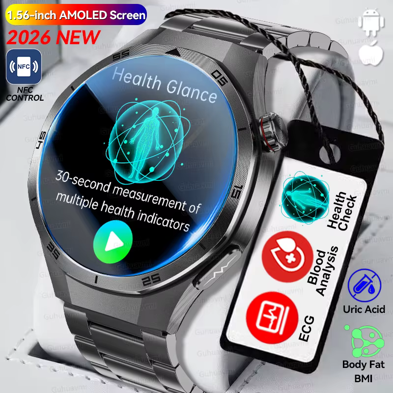 Nouvelle Montre Connectée de Suivi de Santé 2026 pour Homme avec ECG+PPG