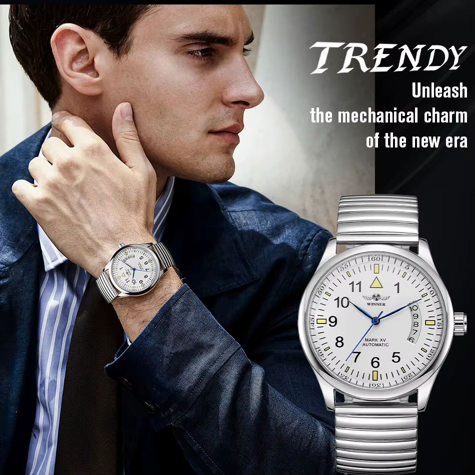 Marques de luxe gagnant champ pilote montre pour homme en acier inoxydable mouvement automatique horloge haute qualité plongeur mâle montre-bracelet copie