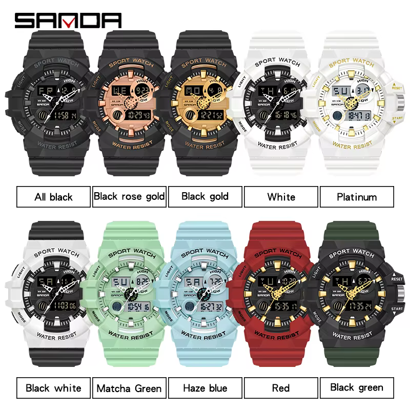 SANDA blanc sport hommes montres haut de gamme de luxe militaire montre à Quartz étanche