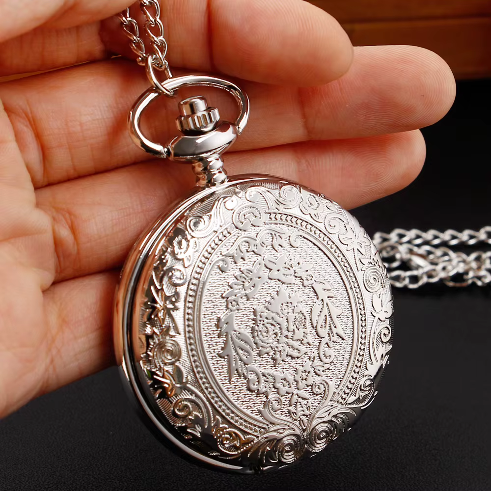 Montre de poche de luxe en argent à quartz