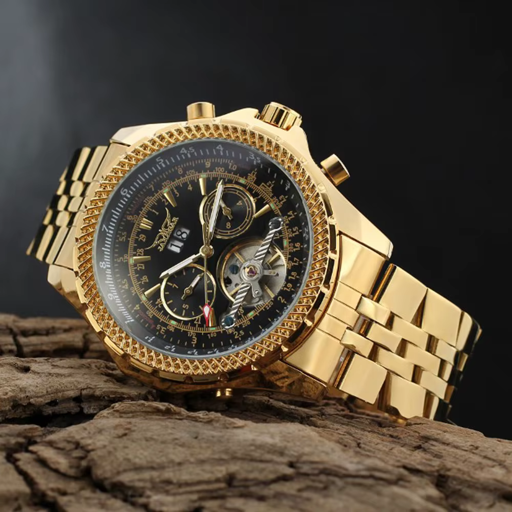 Nouvelle montre mécanique automatique de luxe en or pour hommes Tourbillon creux étanche lumineux Date semaine montres