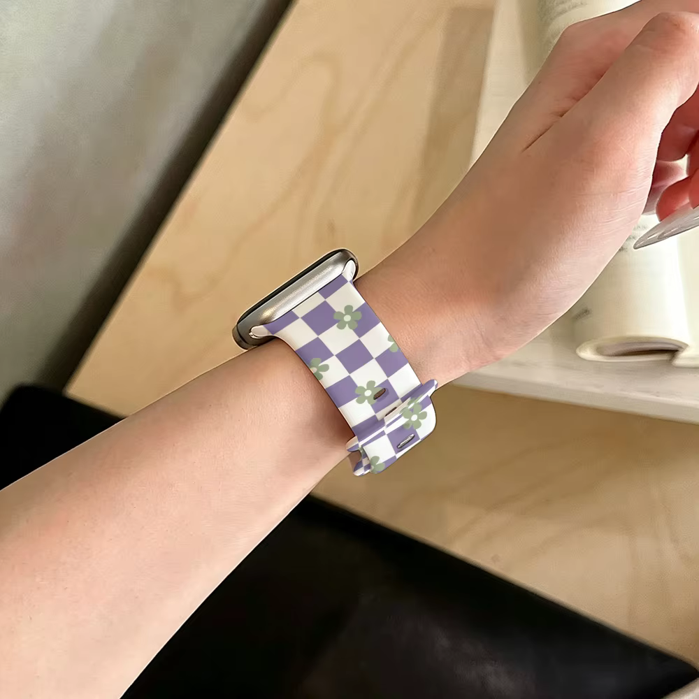 Bracelet à fleurs carrées violettes pour Apple Watch