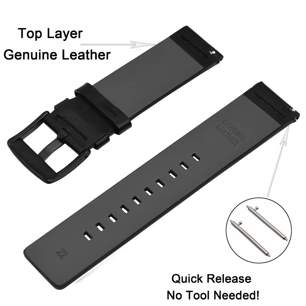 Bracelet en cuir d'origine 24mm pour montre intelligente Suunto 9 7