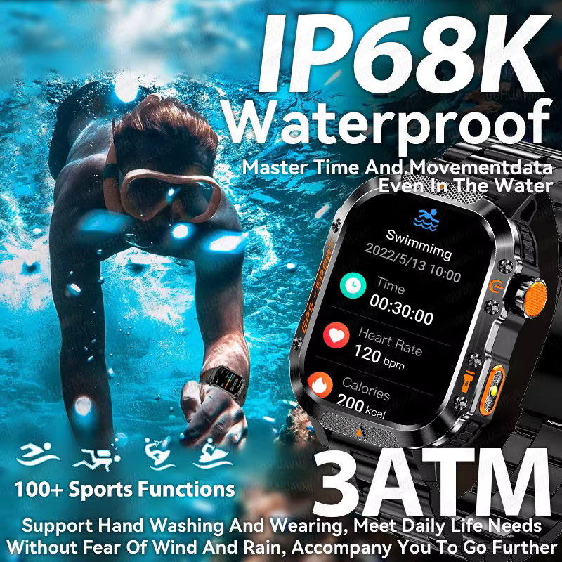 GUHUAVMI 2025 nouveau double bande GPS natation montre intelligente boussole IP68 professionnel étanche Sport Bluetooth appel montres intelligentes pour hommes