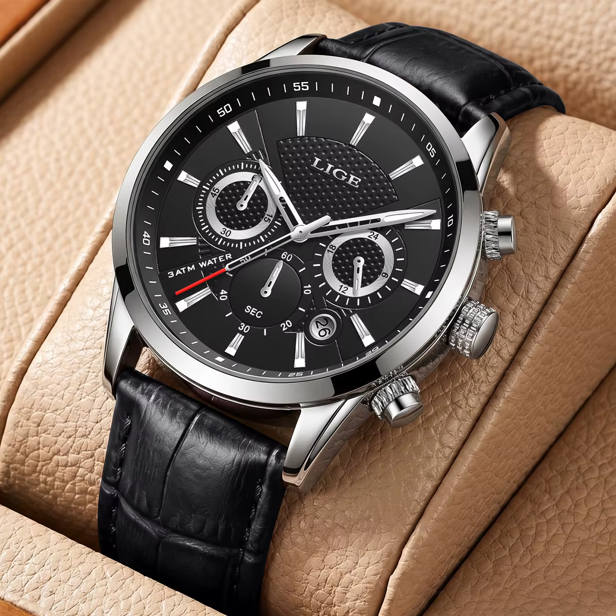 Nouvelles Montres Hommes 2026 LIGE – Montre Décontractée de Luxe en Cuir à Quartz