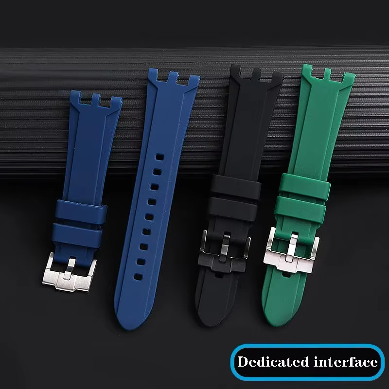 Bracelet de montre en caoutchouc pour Versace V-RACE double série concave convexe silicone